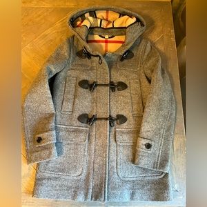 Burberry Gray Pea Coat with Hood